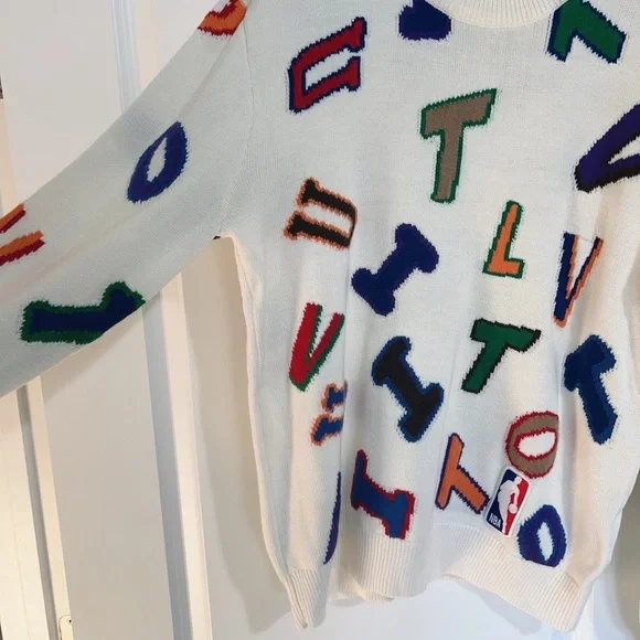 New 100% Authentic Louis Vuitton Men’s NBA Multicolor Letter Sweater - Picture 2 of 10